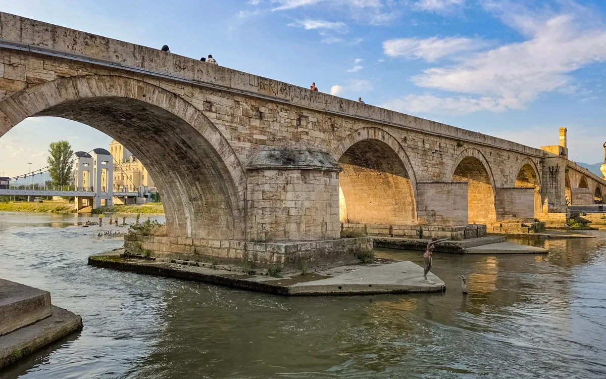Stone Bridge over the Vardar river in Skopje