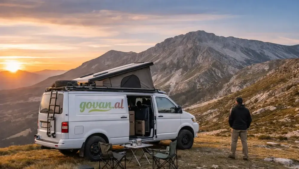 Mount Tomorr with campervan