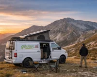 Mount Tomorr with campervan