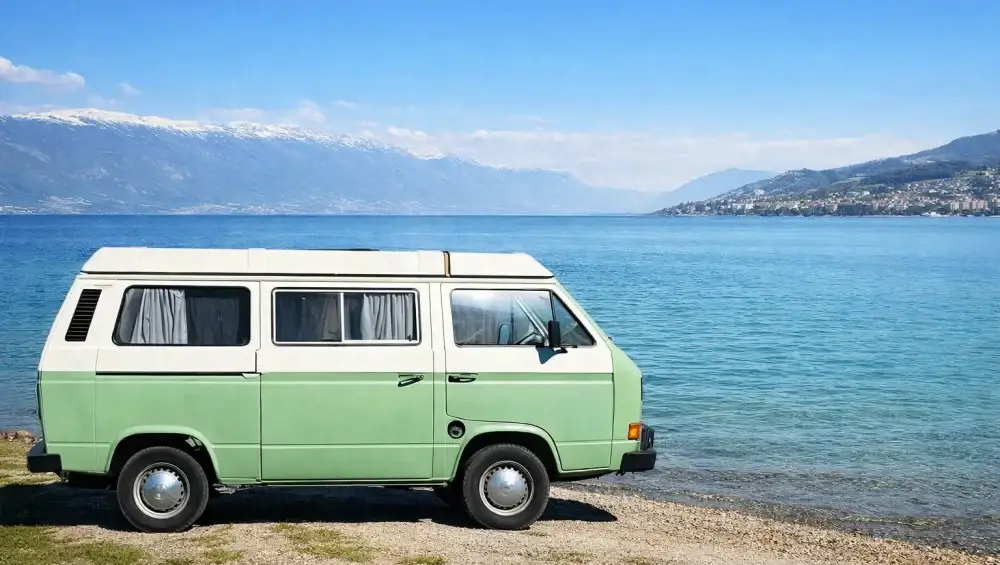 Pogradec with campervan