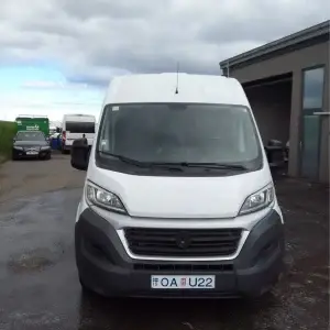 Front view of a white Fiat Ducato campervan by Govan.al